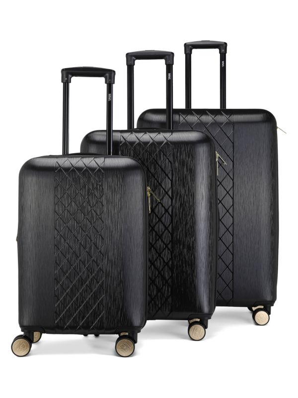 Badgley Mischka 3-Piece Patterned Spinner Suitcase